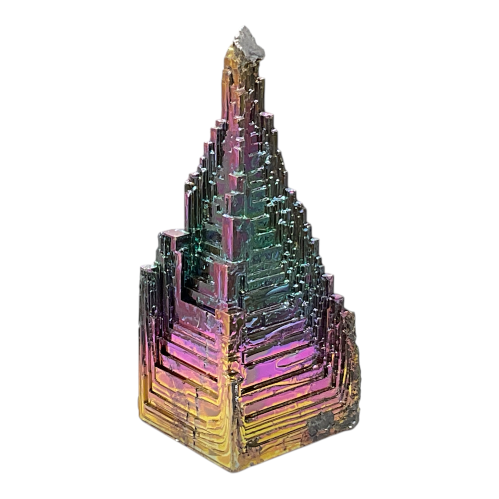 Wismut Kristall Bismut Pyramide 80–100g – Skelettkristall Regenbogenfarben Irisierend – ca. 60mm – Metall Kristall Deko – AAA Qualität