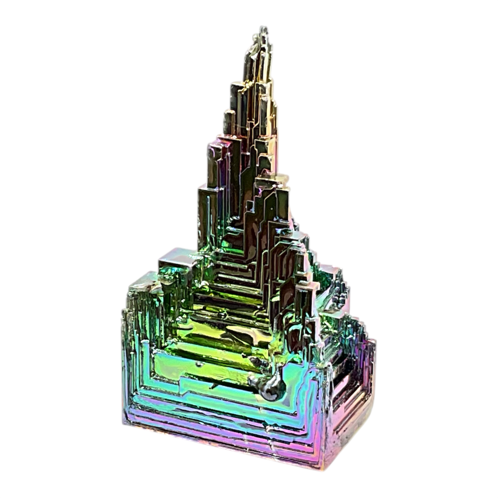 Wismut Kristall Bismut Pyramide 80–100g – Skelettkristall Regenbogenfarben Irisierend – ca. 60mm – Metall Kristall Deko – AAA Qualität