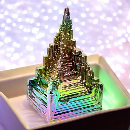 Wismut Kristall Bismut Pyramide 80–100g – Skelettkristall Regenbogenfarben Irisierend – ca. 60mm – Metall Kristall Deko – AAA Qualität