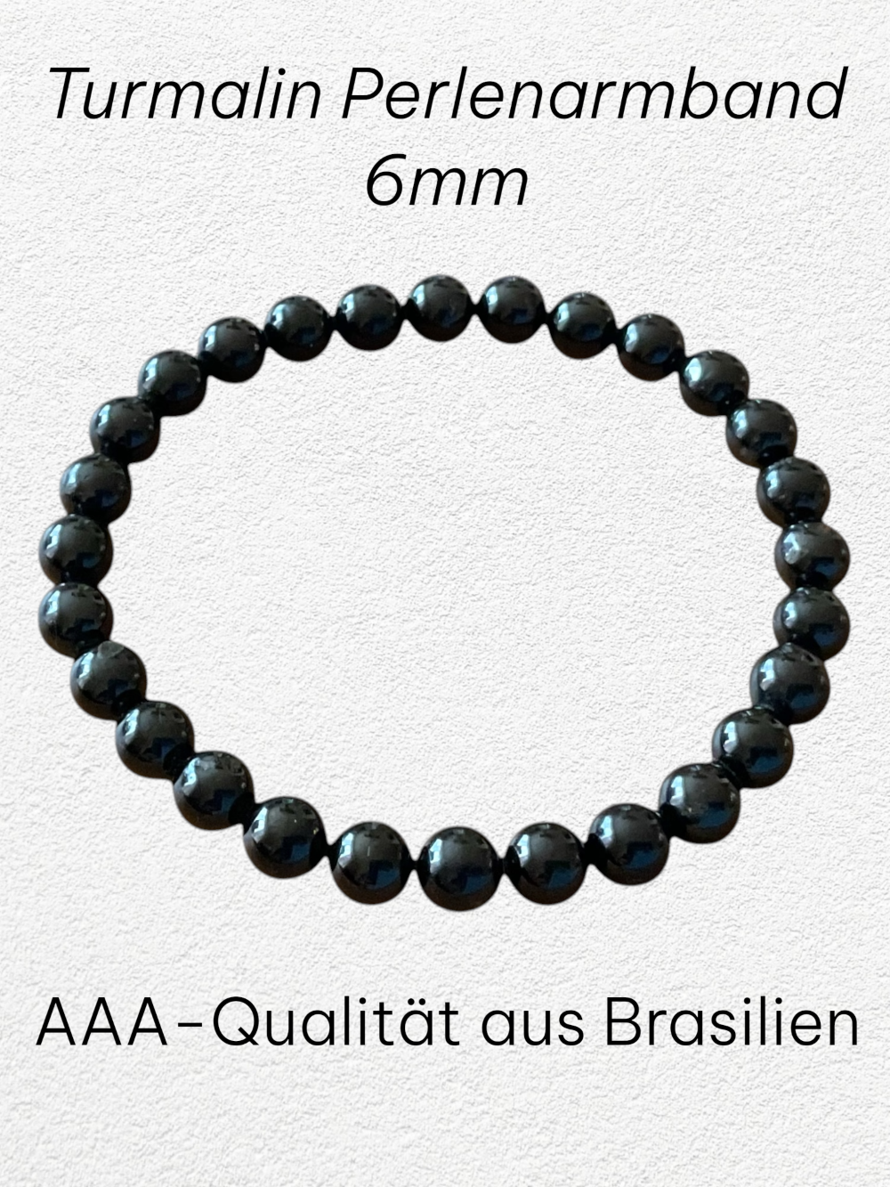 Turmalin (Schörl) Perlenarmband I 6mm I 18,0cm I starker Schutzstein I handgefertigt I elastisch I AAA-Qualität I Geschenkverpackung I Brasilien