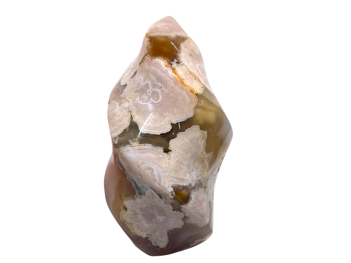 Blumenachat Kristall Flamme - 627 g Unikat aus Madagaskar - Polierter Edelstein (ca. 7 x 7 x 12 cm) - Sammlerstück - Naturstein Deko - Masterpiece 1531