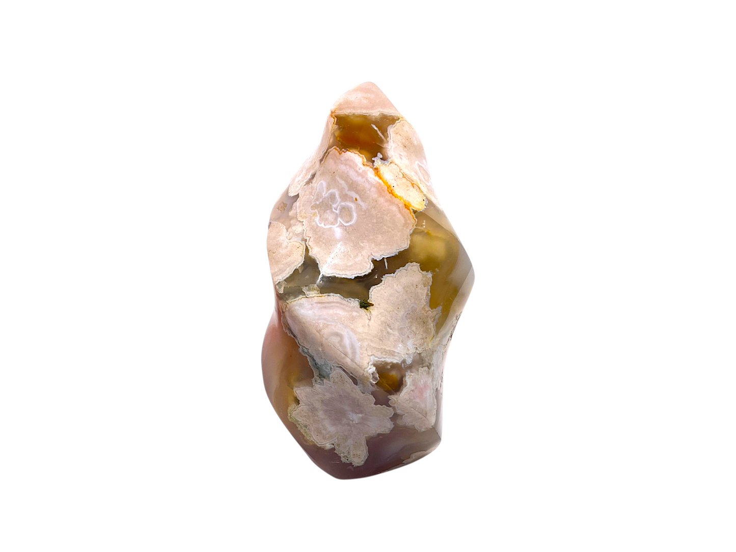Blumenachat Kristall Flamme - 627 g Unikat aus Madagaskar - Polierter Edelstein (ca. 7 x 7 x 12 cm) - Sammlerstück - Naturstein Deko - Masterpiece 1531