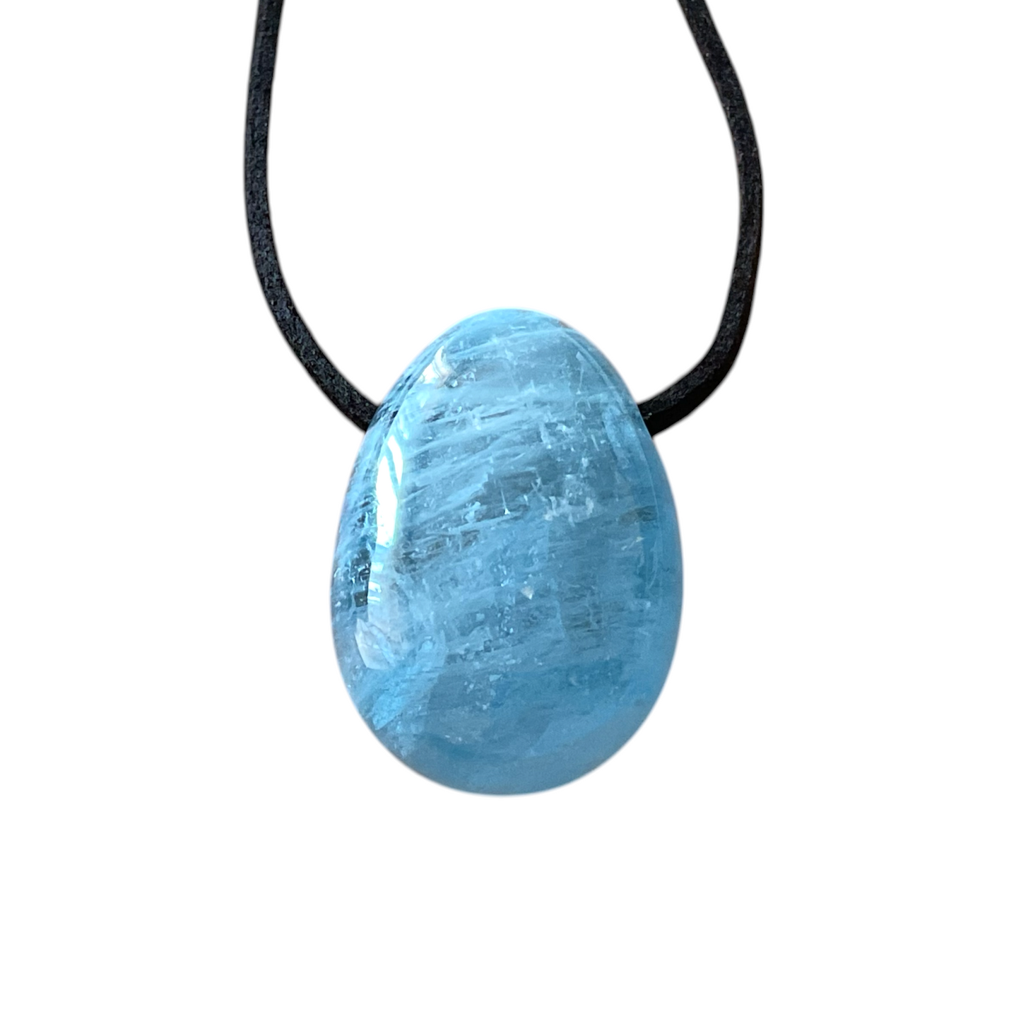 Aquamarin Anhänger Tropfen - Edelstein Kette mit 80 cm Band & Geschenkbox - Echter Aquamarin Schmuck Blau - Naturstein in AAA - Qualität aus Brasilien