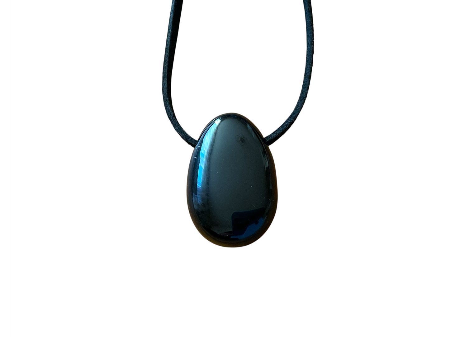 Obsidian Anhänger Tropfen – Edelstein Kette mit 80 cm Band & Geschenkbox – Echter Obsidian Schmuck Schwarz – Naturstein in AAA-Qualität aus Brasilien – 30x20 mm
