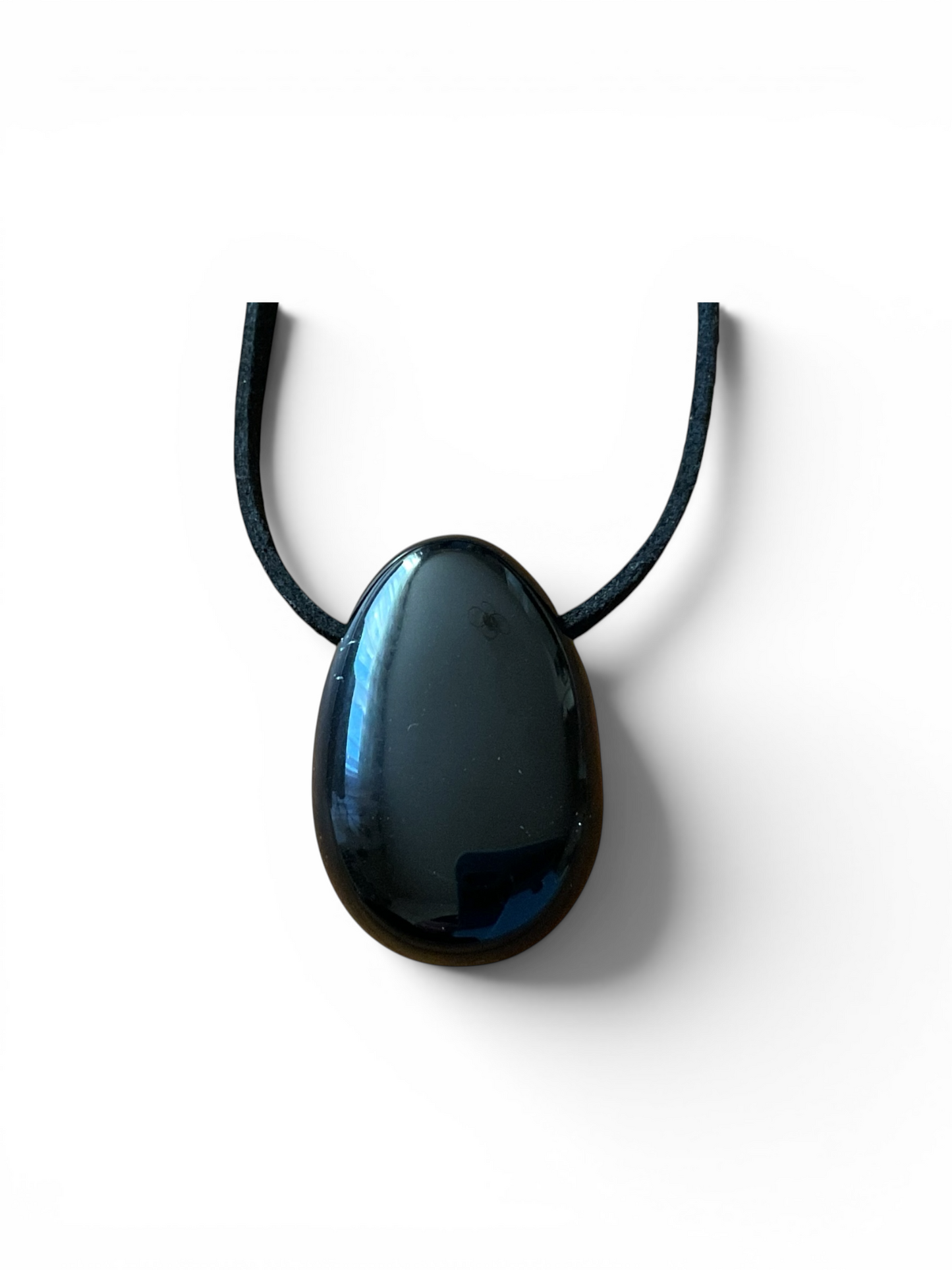 Obsidian Anhänger Tropfen – Edelstein Kette mit 80 cm Band & Geschenkbox – Echter Obsidian Schmuck Schwarz – Naturstein in AAA-Qualität aus Brasilien – 30x20 mm