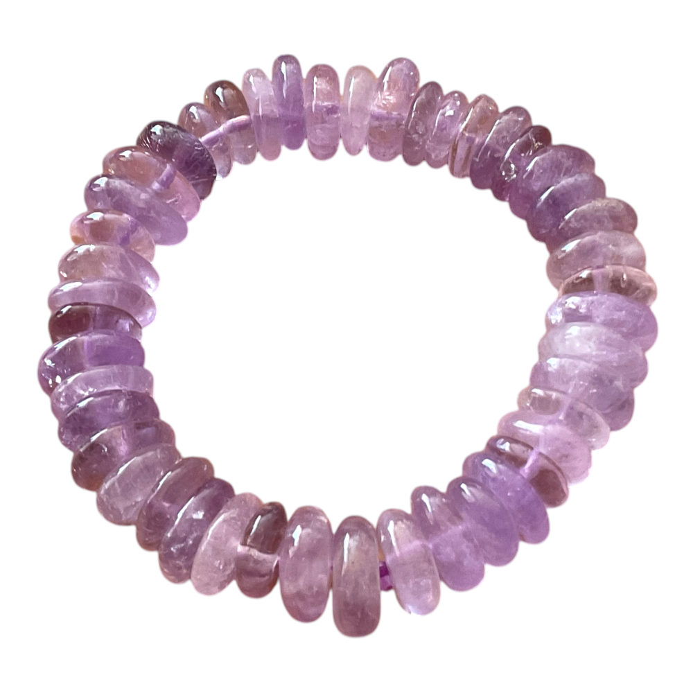 Amethyst Armband „Rondell“ – Edelstein Armband in AAA-Qualität aus Brasilien – 18 cm, Rondelle ca. 12 mm, Gewicht ca. 40 g – angenehm zu tragen – Naturstein Schmuck für Ruhe & innere Balance
