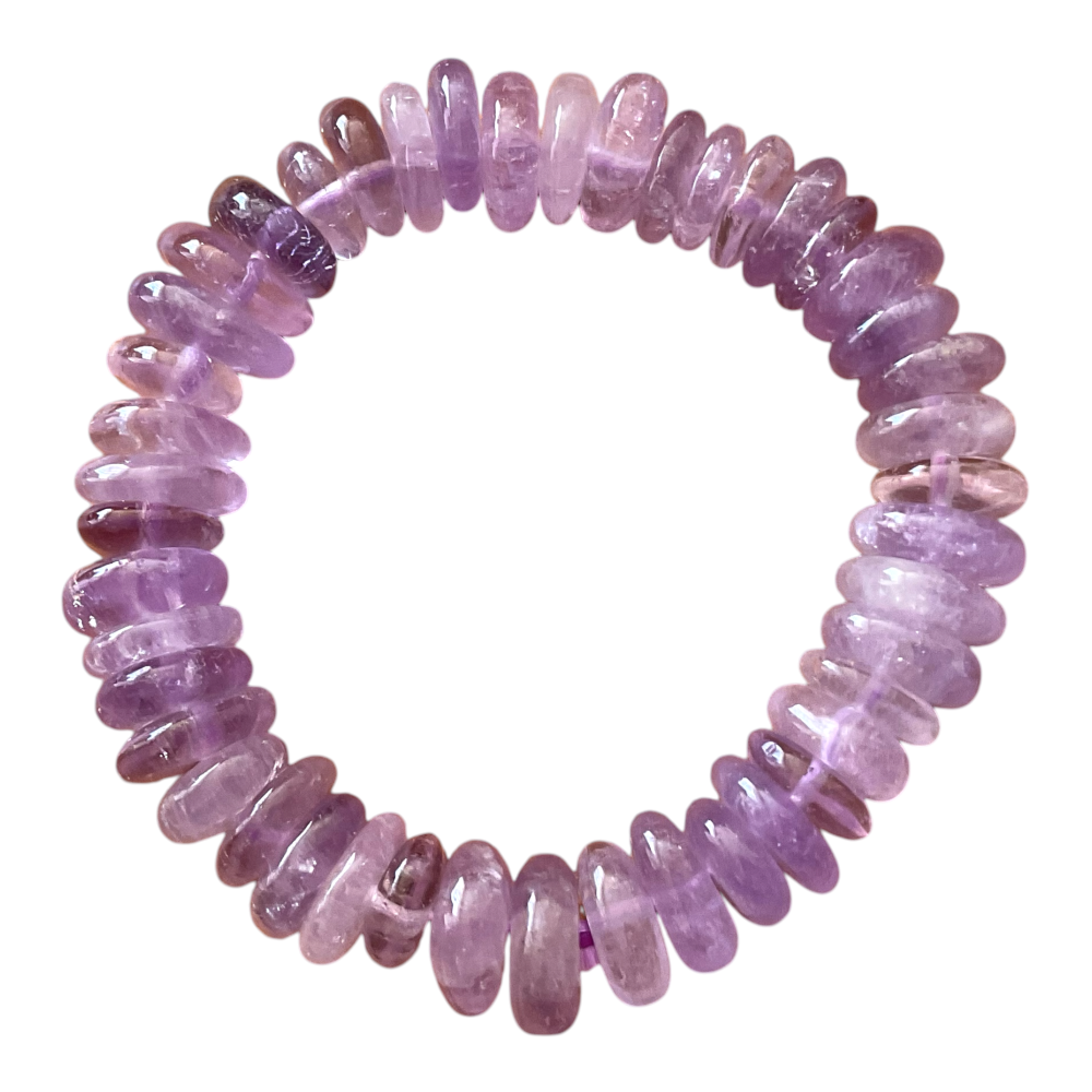 Amethyst Armband „Rondell“ – Edelstein Armband in AAA-Qualität aus Brasilien – 18 cm, Rondelle ca. 12 mm, Gewicht ca. 40 g – angenehm zu tragen – Naturstein Schmuck für Ruhe & innere Balance