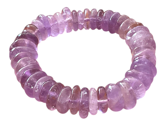 Amethyst Armband „Rondell“ – Edelstein Armband in AAA-Qualität aus Brasilien – 18 cm, Rondelle ca. 12 mm, Gewicht ca. 40 g – angenehm zu tragen – Naturstein Schmuck für Ruhe & innere Balance