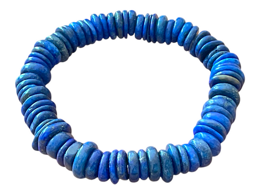 Lapislazuli Armband „Rondell“ – Edelstein in AAA-Qualität aus Pakistan – 18 cm, angenehm zu tragen – Naturstein Schmuck für Weisheit & innere Klarheit
