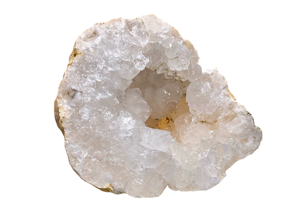 Offene Geode / Druse – Naturstein mit funkelnden Kristallen – ca. 753 g, 11 × 9 × 9 cm – einzigartiger Blickfang – Unikat-Masterpiece Nr. 1649 – Sammlerstück aus Marokko