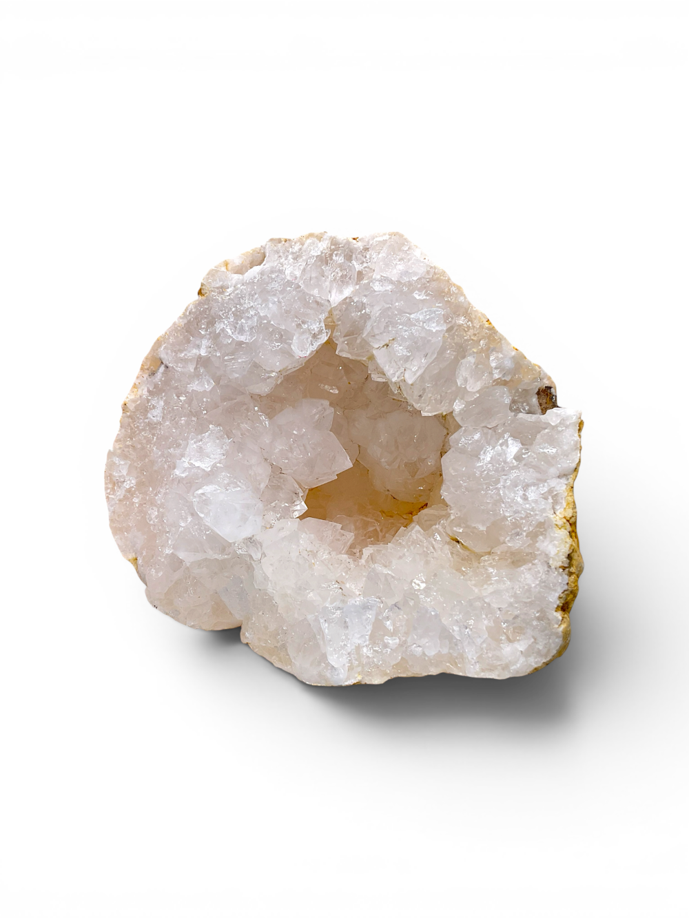 Offene Geode / Druse – Naturstein mit funkelnden Kristallen – ca. 753 g, 11 × 9 × 9 cm – einzigartiger Blickfang – Unikat-Masterpiece Nr. 1649 – Sammlerstück aus Marokko