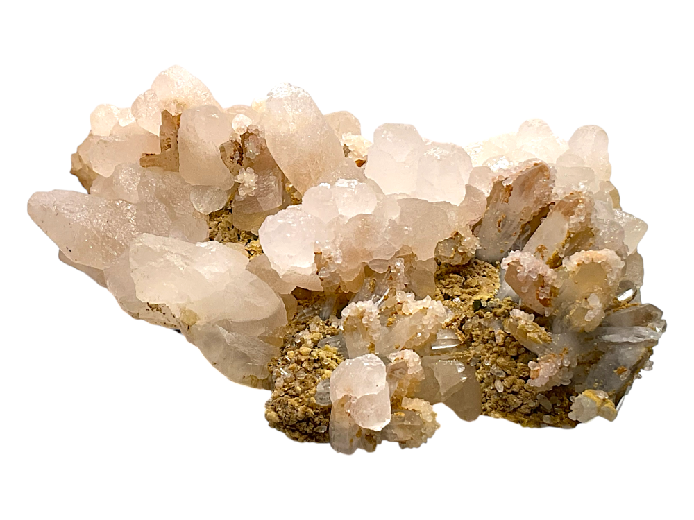 Bergkristall mit Calcit  – 372 g, 11 × 8 × 4 cm – AAA-Qualität – Edelstein Unikat (Masterpiece S3037) – Sammlerstück aus Kosovo (Trepča)