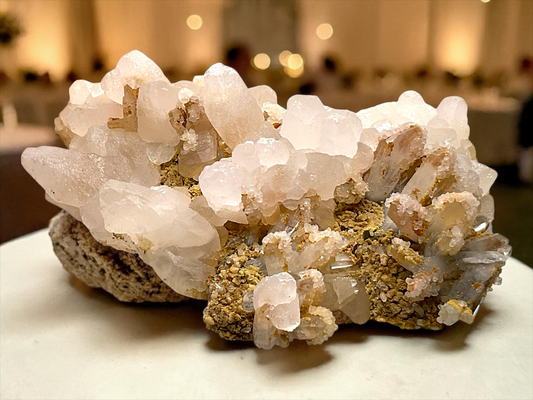 Bergkristall mit Calcit  – 372 g, 11 × 8 × 4 cm – AAA-Qualität – Edelstein Unikat (Masterpiece S3037) – Sammlerstück aus Kosovo (Trepča)