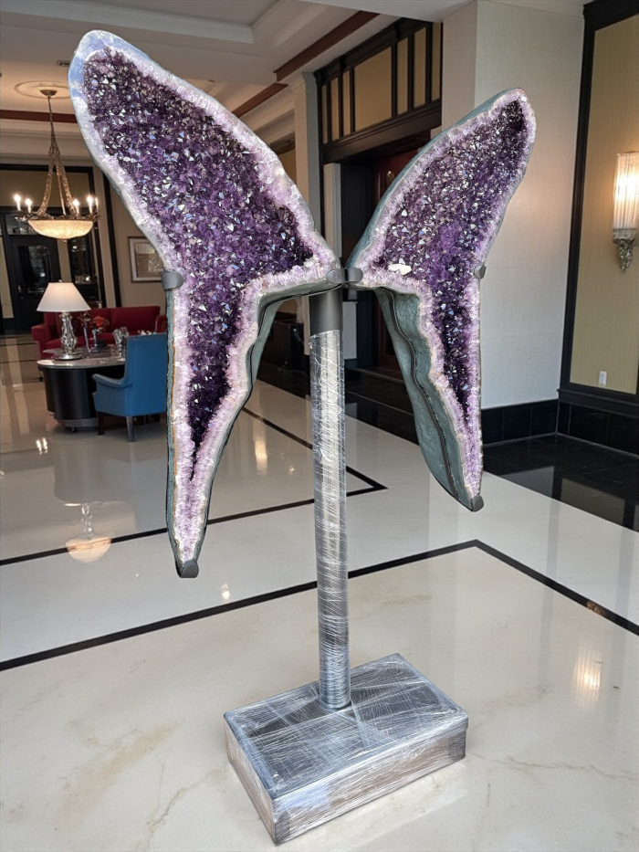 XXXL Amethyst Schmetterling auf Metallständer I 136 KG I 180x115x17cm I AAA-Qualität I Exklusiver Blickfang & repräsentative Dekoration I Museumsstück I Unikat-Masterpiece 1679  I Sammlerstück I Brasilien