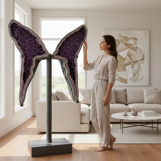 XXXL Amethyst Schmetterling auf Metallständer I 136 KG I 180x115x17cm I AAA-Qualität I Exklusiver Blickfang & repräsentative Dekoration I Museumsstück I Unikat-Masterpiece 1679  I Sammlerstück I Brasilien