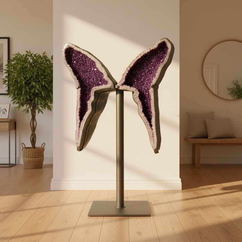 XXXL Amethyst Schmetterling auf Metallständer I 136 KG I 180x115x17cm I AAA-Qualität I Exklusiver Blickfang & repräsentative Dekoration I Museumsstück I Unikat-Masterpiece 1679  I Sammlerstück I Brasilien