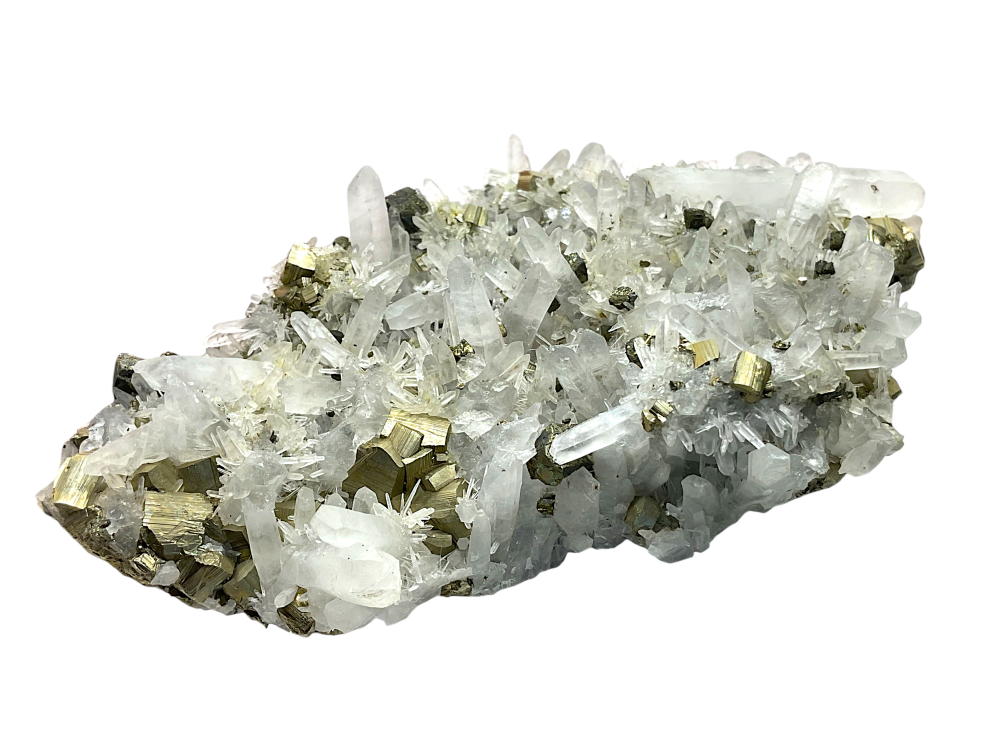 Original Quarz mit Pyrit Rohstein 717g – 15x9x4cm – AAA-Qualität – Sammlerstück – Unikat-Masterpiece Nr. 1694 – Trepča, Kosov