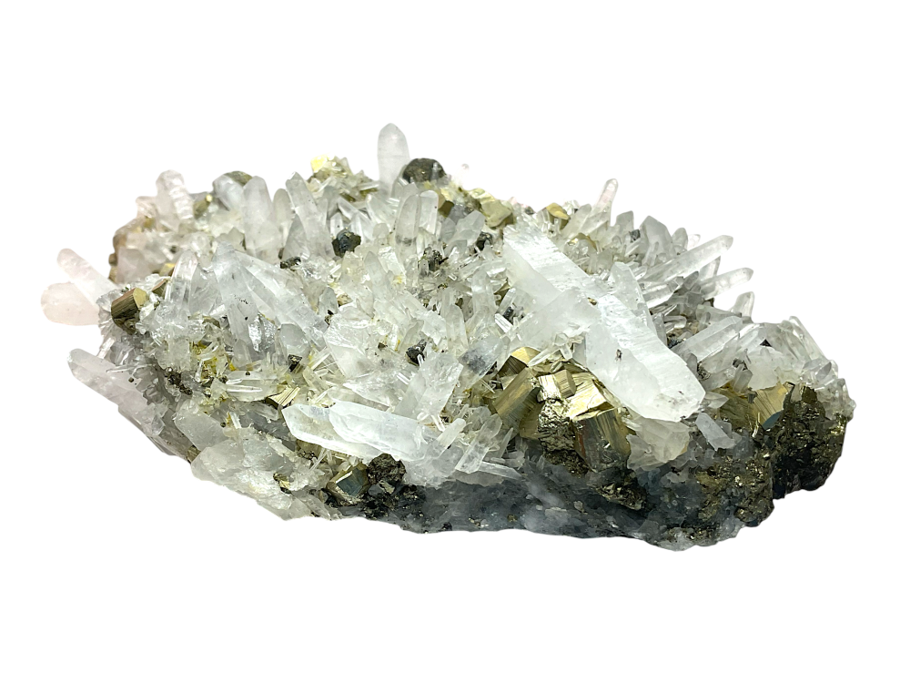 Original Quarz mit Pyrit Rohstein 717g – 15x9x4cm – AAA-Qualität – Sammlerstück – Unikat-Masterpiece Nr. 1694 – Trepča, Kosov