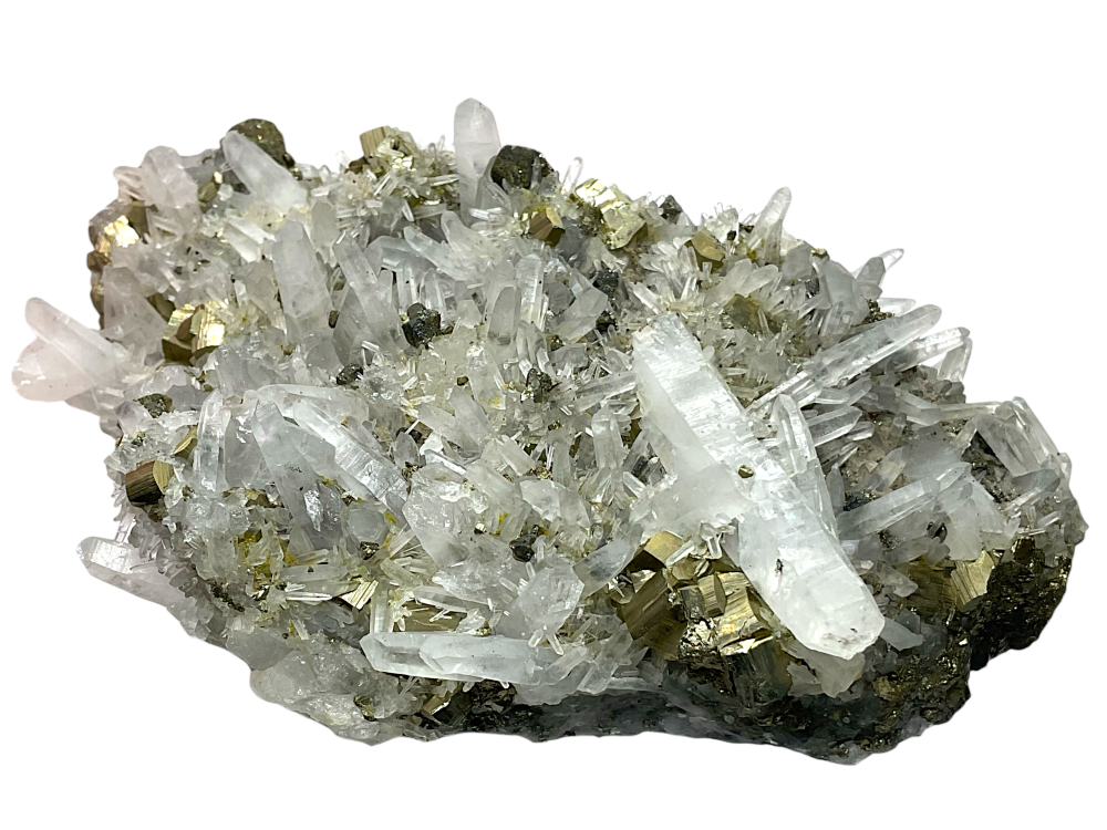 Original Quarz mit Pyrit Rohstein 717g – 15x9x4cm – AAA-Qualität – Sammlerstück – Unikat-Masterpiece Nr. 1694 – Trepča, Kosov