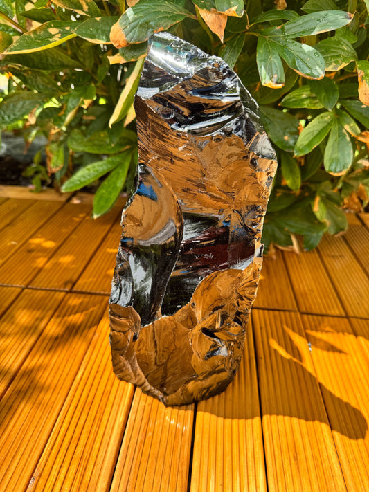 XL Obsidian Tower „Masterpiece“ – 4,8 kg Sammlerstück & Unikat Nr. 1700 aus Brasilien – AAA-Qualität mit edlem tiefschwarzem Glanz – 30 cm hoher Naturstein als exklusiver Blickfang für Wohnraum, Praxis, Sammlung & Feng Shui