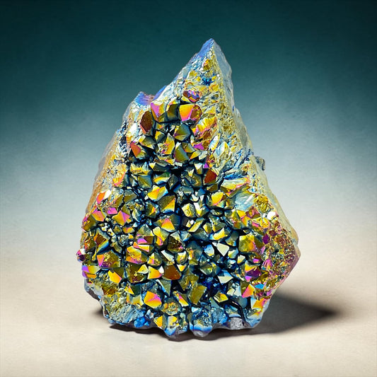 Aqua Aura Bergkristall Stufe - AAA-Qualität - 490 g - 11 x 8 x 5 cm - Unikat-Masterpiece Nr. 1612 - Brasilien - Sammlerstück & besonderer Blickfang