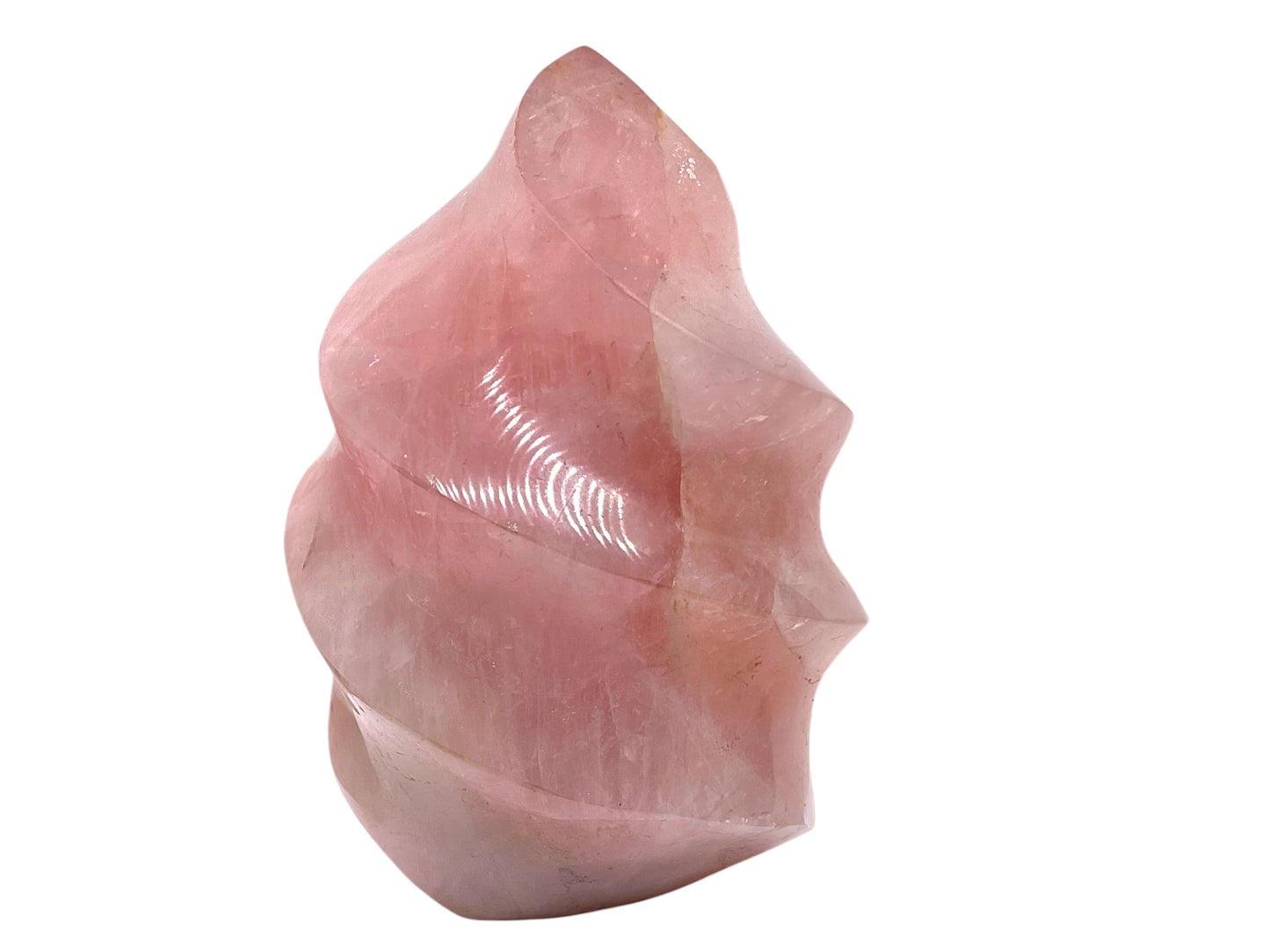 Rosenquarz Kristall-Flamme aus Madagaskar - Unikat 1537 - 867 g - 8 x 7 x 12 cm - Sammlerstück - Edelsteinspirale - Computerstein - Dekoration