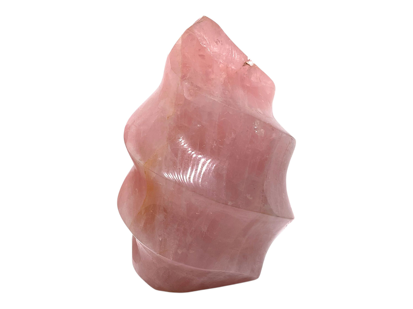 Rosenquarz Kristall-Flamme aus Madagaskar - Unikat 1537 - 867 g - 8 x 7 x 12 cm - Sammlerstück - Edelsteinspirale - Computerstein - Dekoration