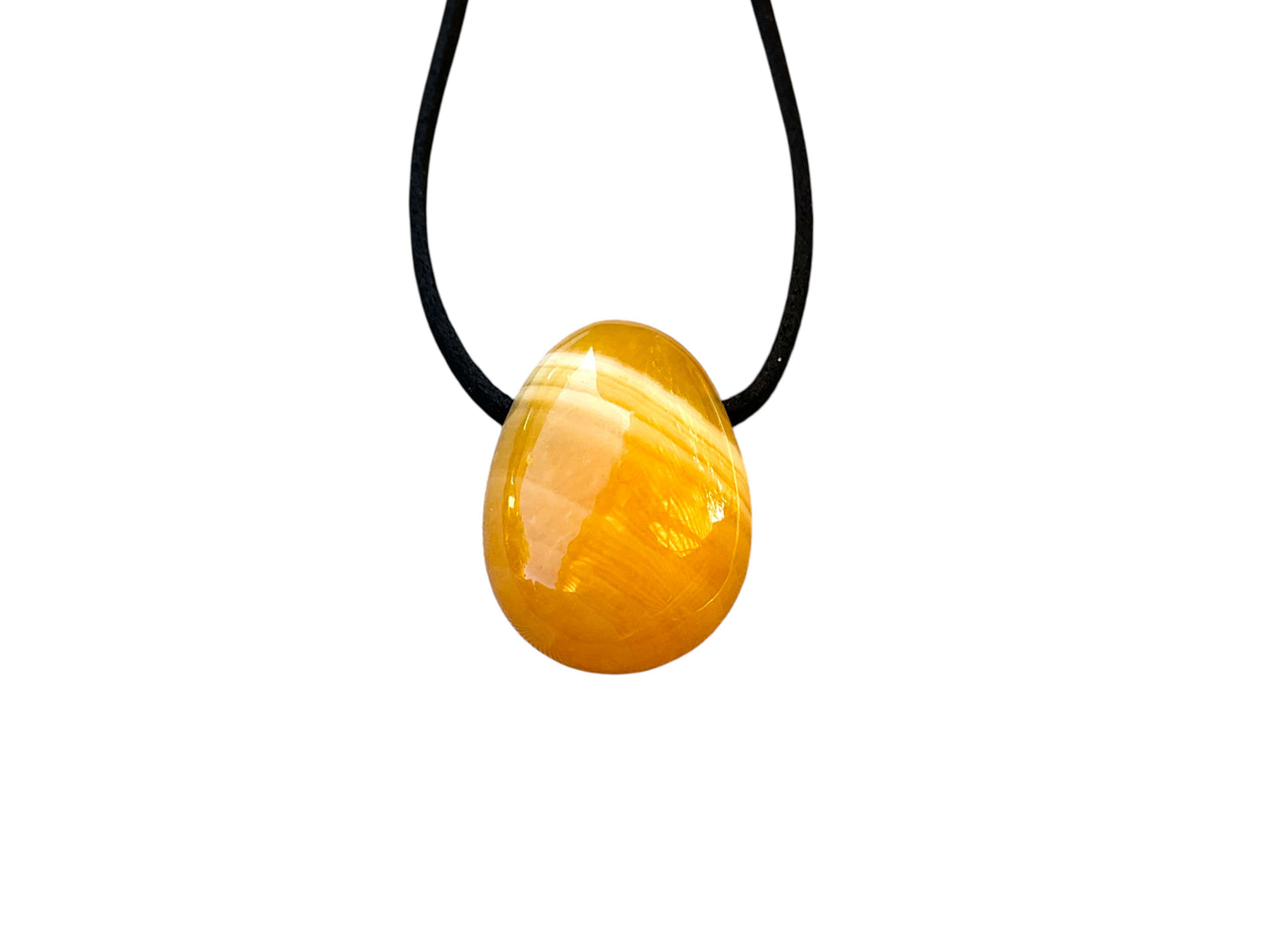 Orangencalcit Tropfenanhänger – Natürlicher Edelstein Anhänger mit 80 cm Band & Geschenkbox – AAA-Qualität aus Mexiko – Echter Naturstein Schmuck ca. 30 x 20 mm
