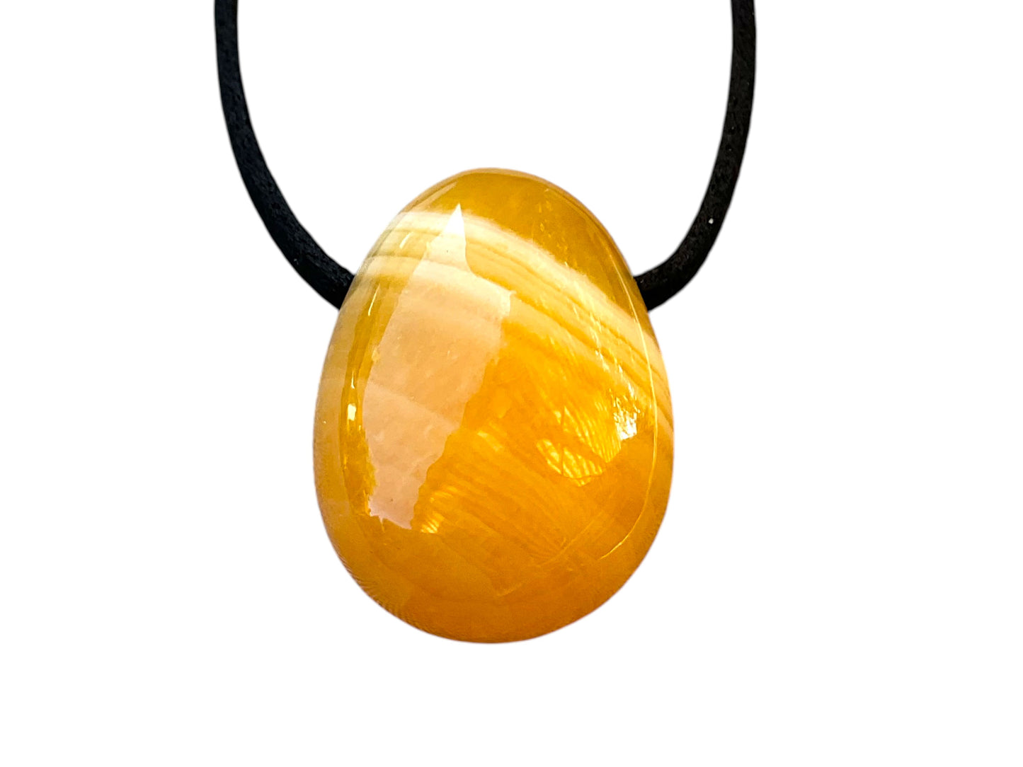 Orangencalcit Tropfenanhänger – Natürlicher Edelstein Anhänger mit 80 cm Band & Geschenkbox – AAA-Qualität aus Mexiko – Echter Naturstein Schmuck ca. 30 x 20 mm