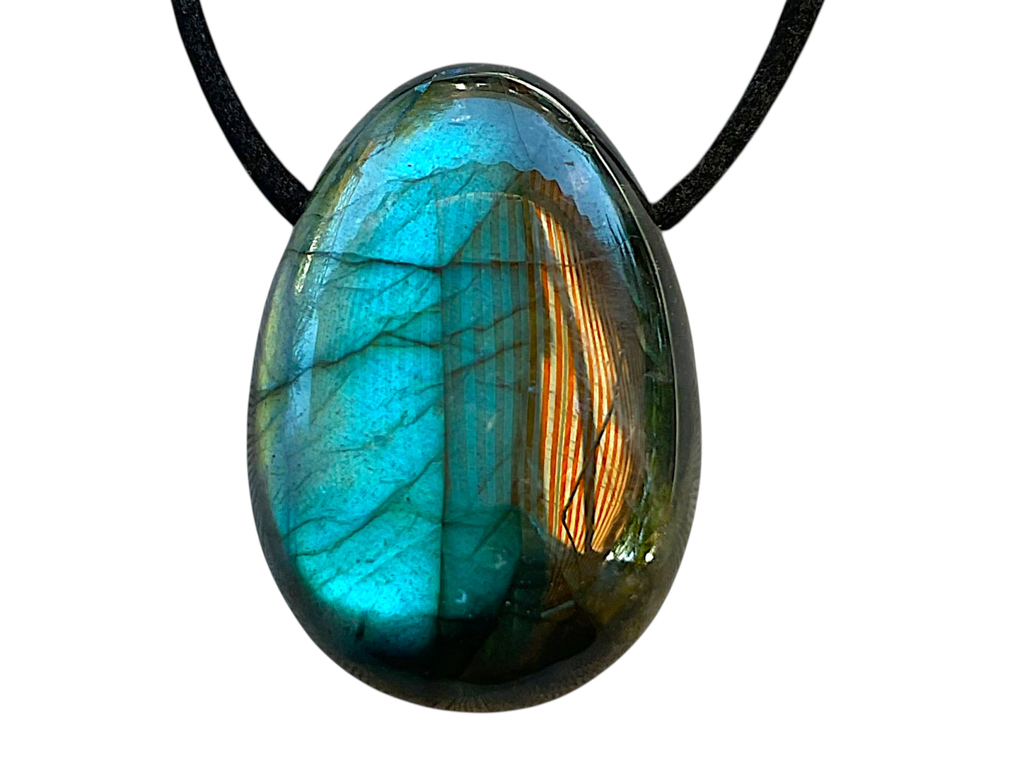 Labradorit Tropfenanhänger – Natürlicher Edelstein Anhänger mit 80 cm Band & Geschenkbox – AAA-Qualität aus Madagaskar – Echter Naturstein Schmuck ca. 30 x 20 mm