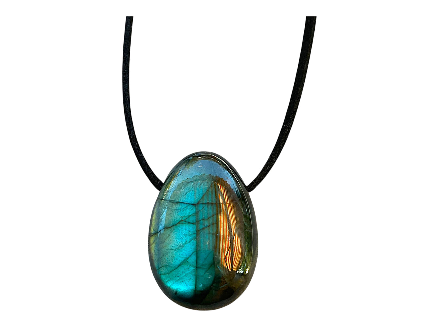 Labradorit Tropfenanhänger – Natürlicher Edelstein Anhänger mit 80 cm Band & Geschenkbox – AAA-Qualität aus Madagaskar – Echter Naturstein Schmuck ca. 30 x 20 mm