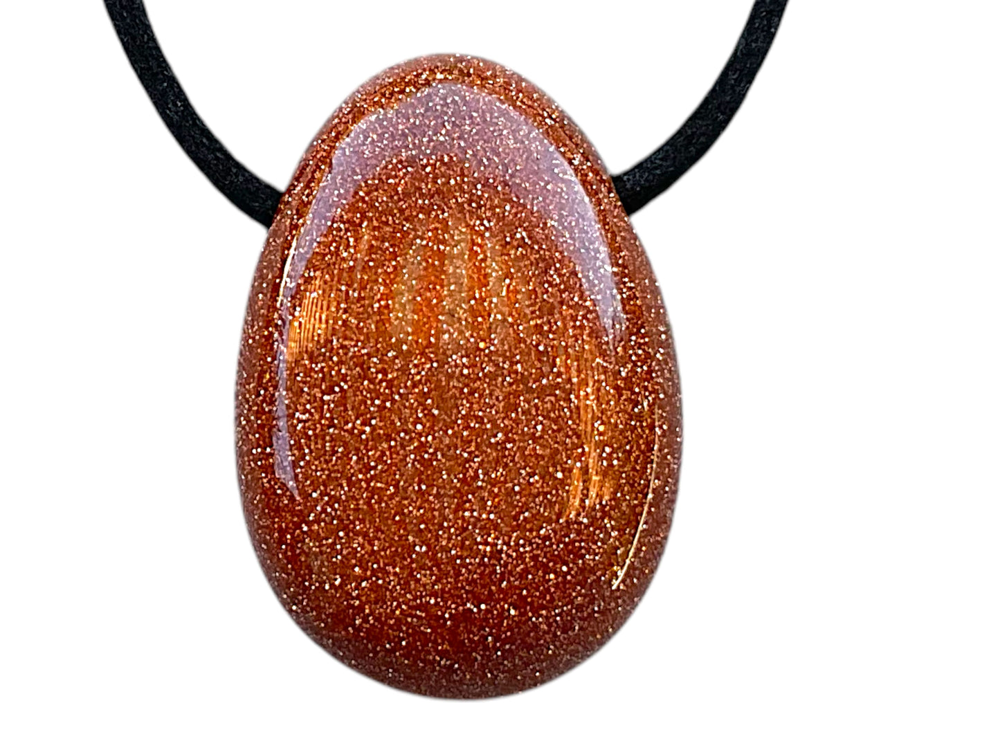 Goldfluss Tropfenanhänger – Schmuckstein Anhänger mit 80 cm Band & Geschenkbox – AAA-Qualität aus Brasilien – Funkelnder Goldfluss Schmuck ca. 30 x 20 mm