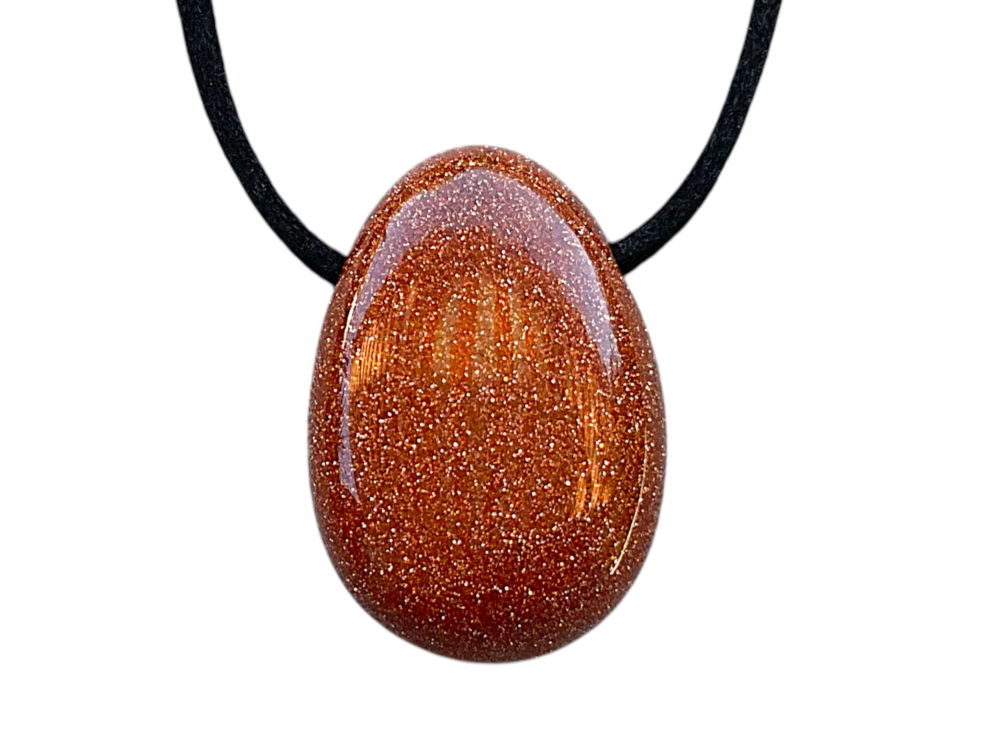 Goldfluss Tropfenanhänger – Schmuckstein Anhänger mit 80 cm Band & Geschenkbox – AAA-Qualität aus Brasilien – Funkelnder Goldfluss Schmuck ca. 30 x 20 mm