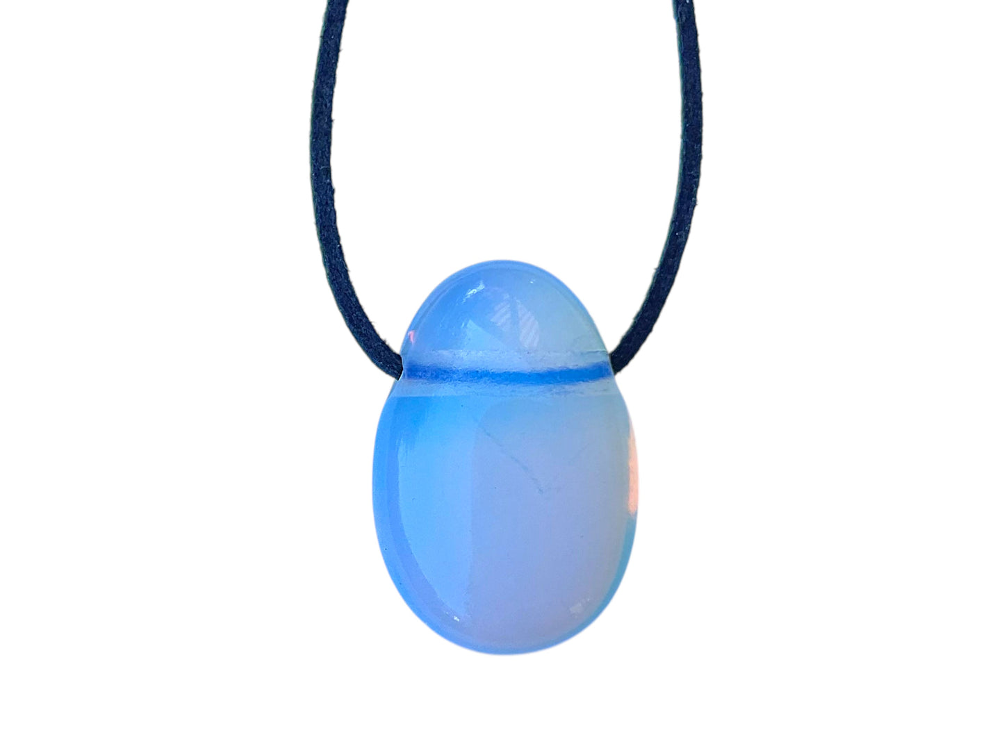 Opalit Tropfenanhänger – Schmuckstein Anhänger mit 80 cm Band & Geschenkbox – AAA-Qualität aus Brasilien – Schimmernder Opalit Schmuck ca. 30 x 20 mm