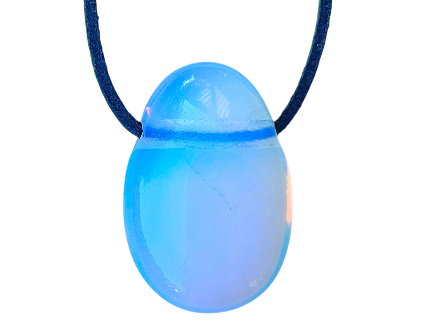Opalit Tropfenanhänger – Schmuckstein Anhänger mit 80 cm Band & Geschenkbox – AAA-Qualität aus Brasilien – Schimmernder Opalit Schmuck ca. 30 x 20 mm