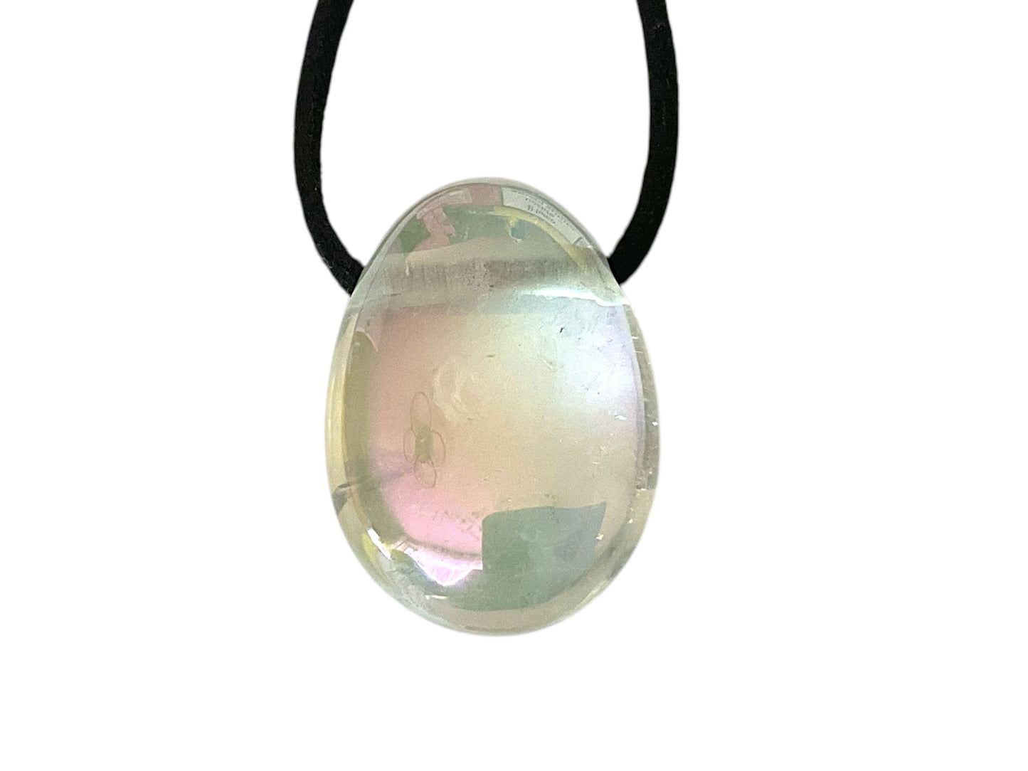 Angel Aura Edelsteinanhänger – Tropfenanhänger mit 80 cm Wildlederband und Geschenkverpackung – Aura-veredelter Schmuckstein – AAA-Qualität aus Brasilien