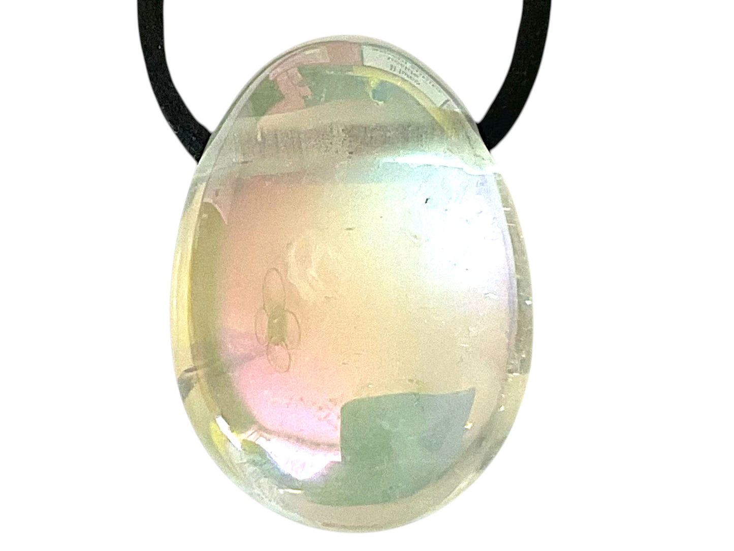 Angel Aura Edelsteinanhänger – Tropfenanhänger mit 80 cm Wildlederband und Geschenkverpackung – Aura-veredelter Schmuckstein – AAA-Qualität aus Brasilien