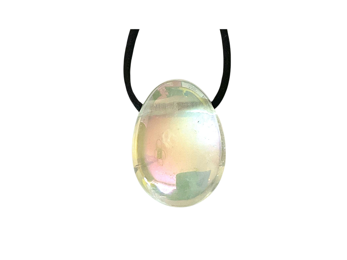 Angel Aura Edelsteinanhänger – Tropfenanhänger mit 80 cm Wildlederband und Geschenkverpackung – Aura-veredelter Schmuckstein – AAA-Qualität aus Brasilien