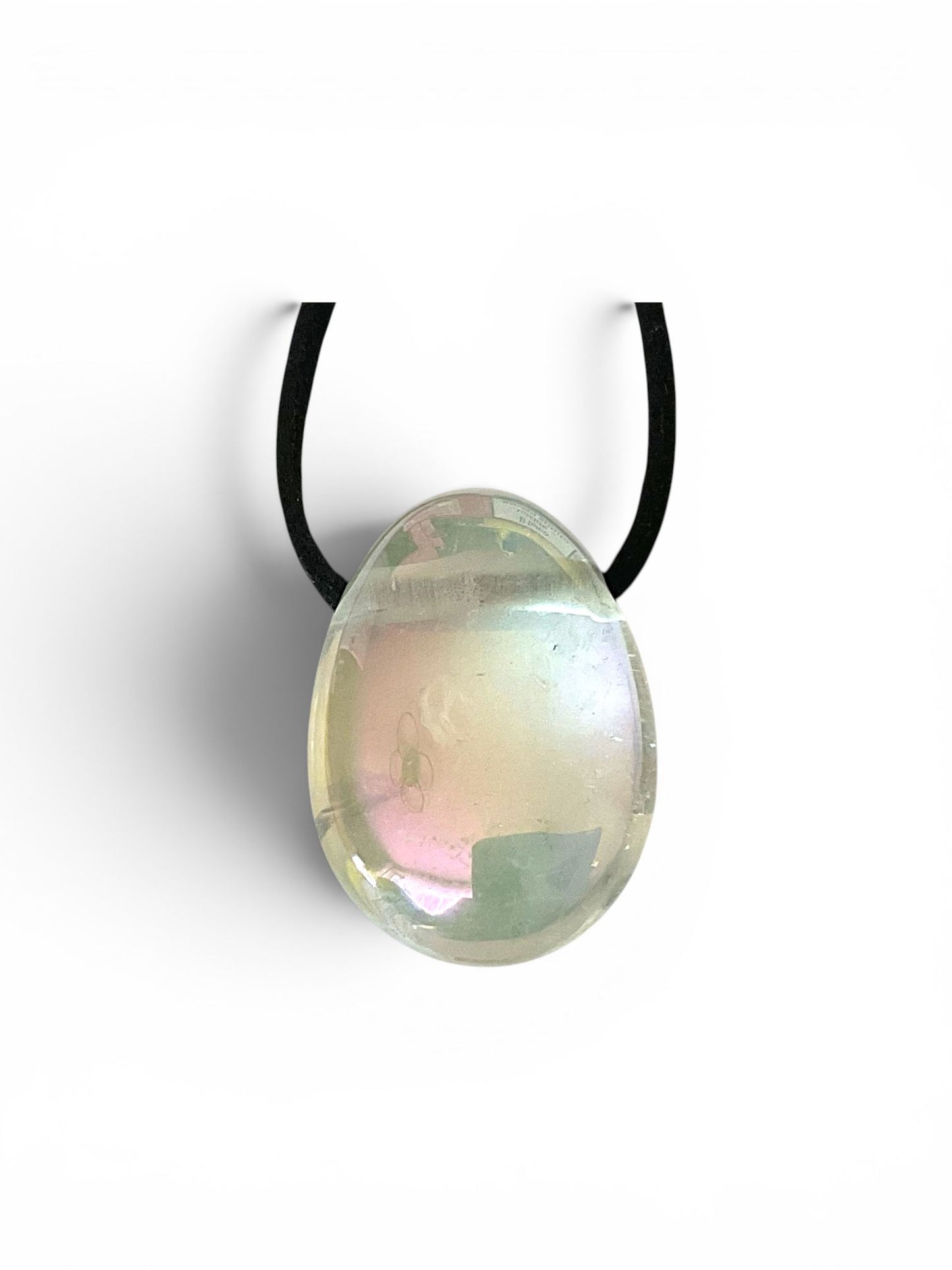 Angel Aura Edelsteinanhänger – Tropfenanhänger mit 80 cm Wildlederband und Geschenkverpackung – Aura-veredelter Schmuckstein – AAA-Qualität aus Brasilien