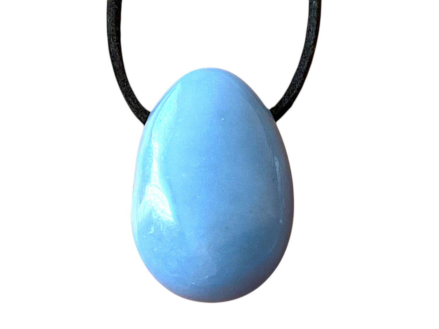 Angelit Tropfenanhänger – Natürlicher Edelstein Anhänger mit 80 cm Band & Geschenkbox – AAA-Qualität aus Peru – Echter Naturstein Schmuck ca. 30 × 20 mm