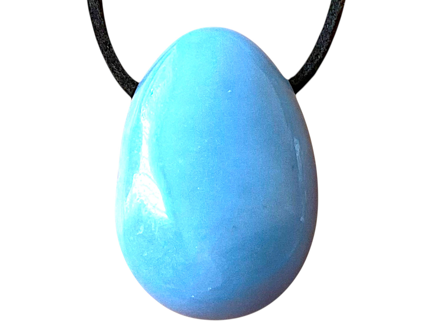 Angelit Tropfenanhänger – Natürlicher Edelstein Anhänger mit 80 cm Band & Geschenkbox – AAA-Qualität aus Peru – Echter Naturstein Schmuck ca. 30 × 20 mm