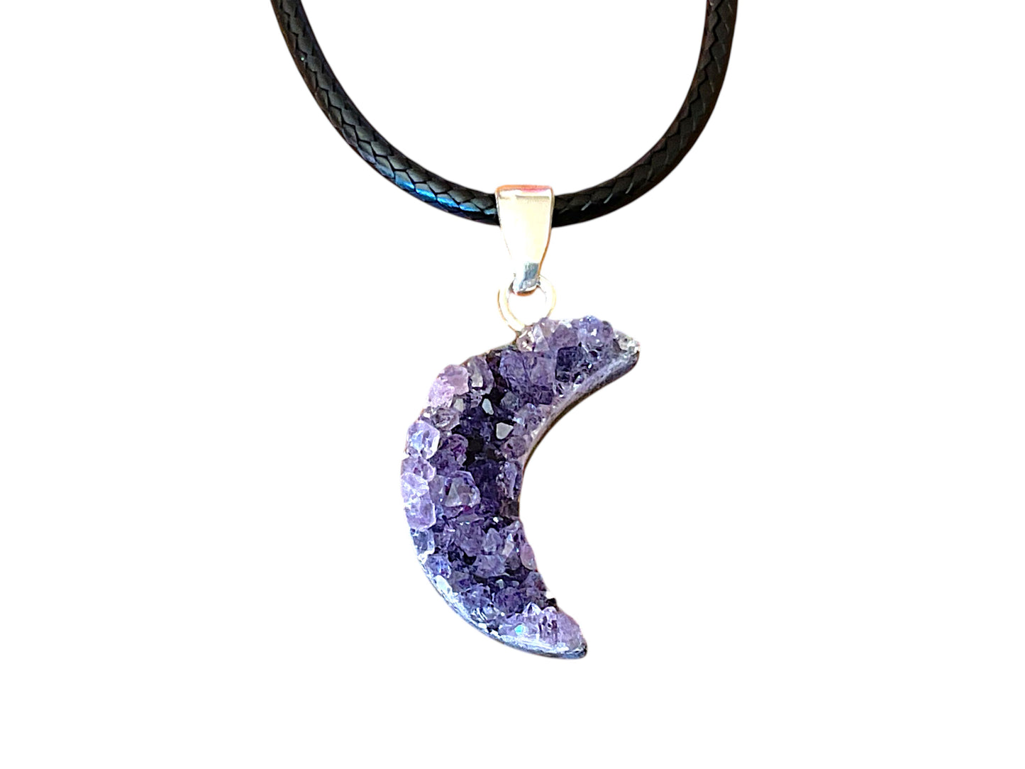Amethyst Halbmond (Luna) Anhänger AAA-Qualität aus Brasilien - 20 × 15 mm - 925 Silber - echter Naturstein - Geschenkbox mit Edelsteinkarte