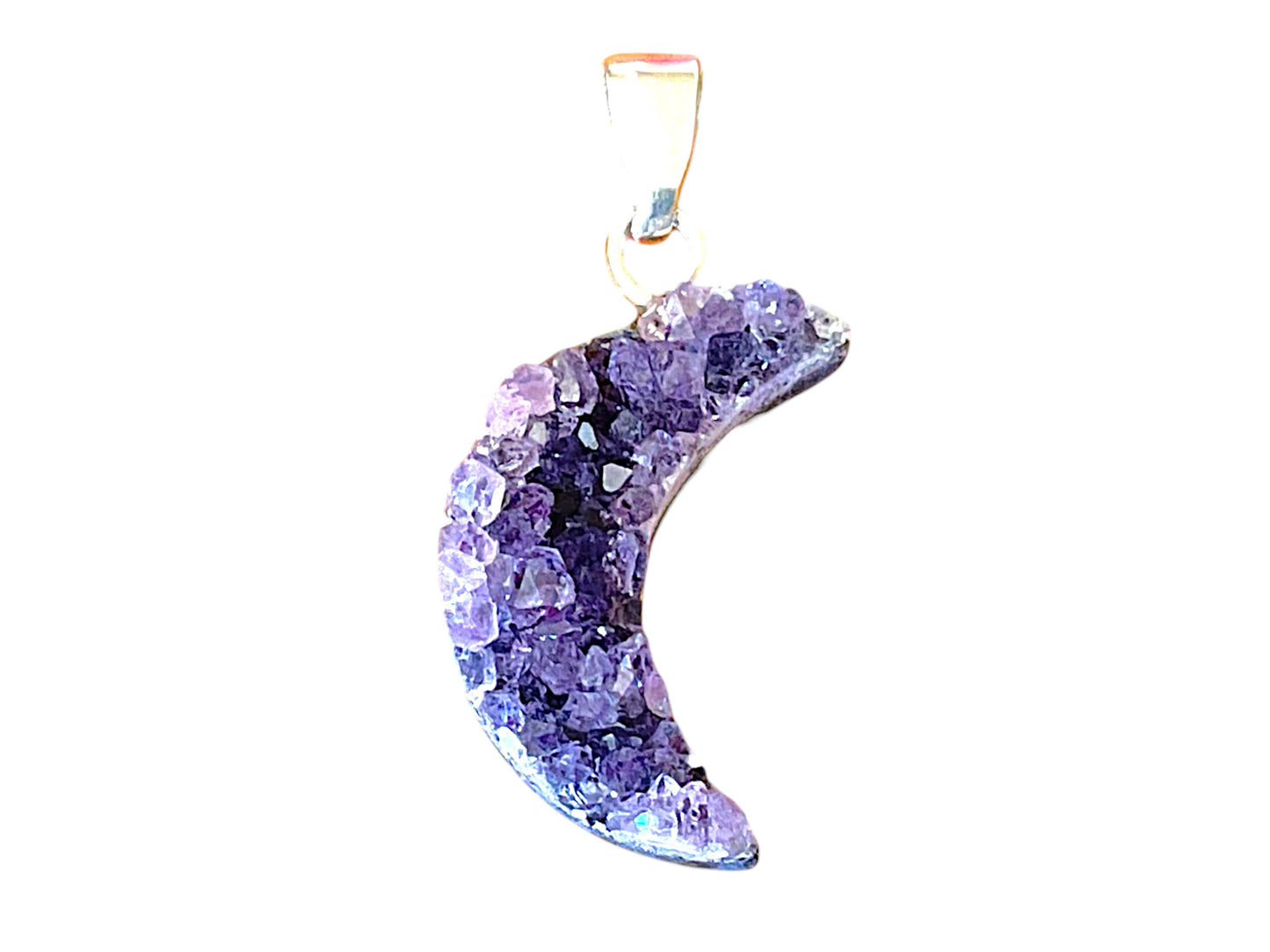 Amethyst Halbmond (Luna) Anhänger AAA-Qualität aus Brasilien - 20 × 15 mm - 925 Silber - echter Naturstein - Geschenkbox mit Edelsteinkarte