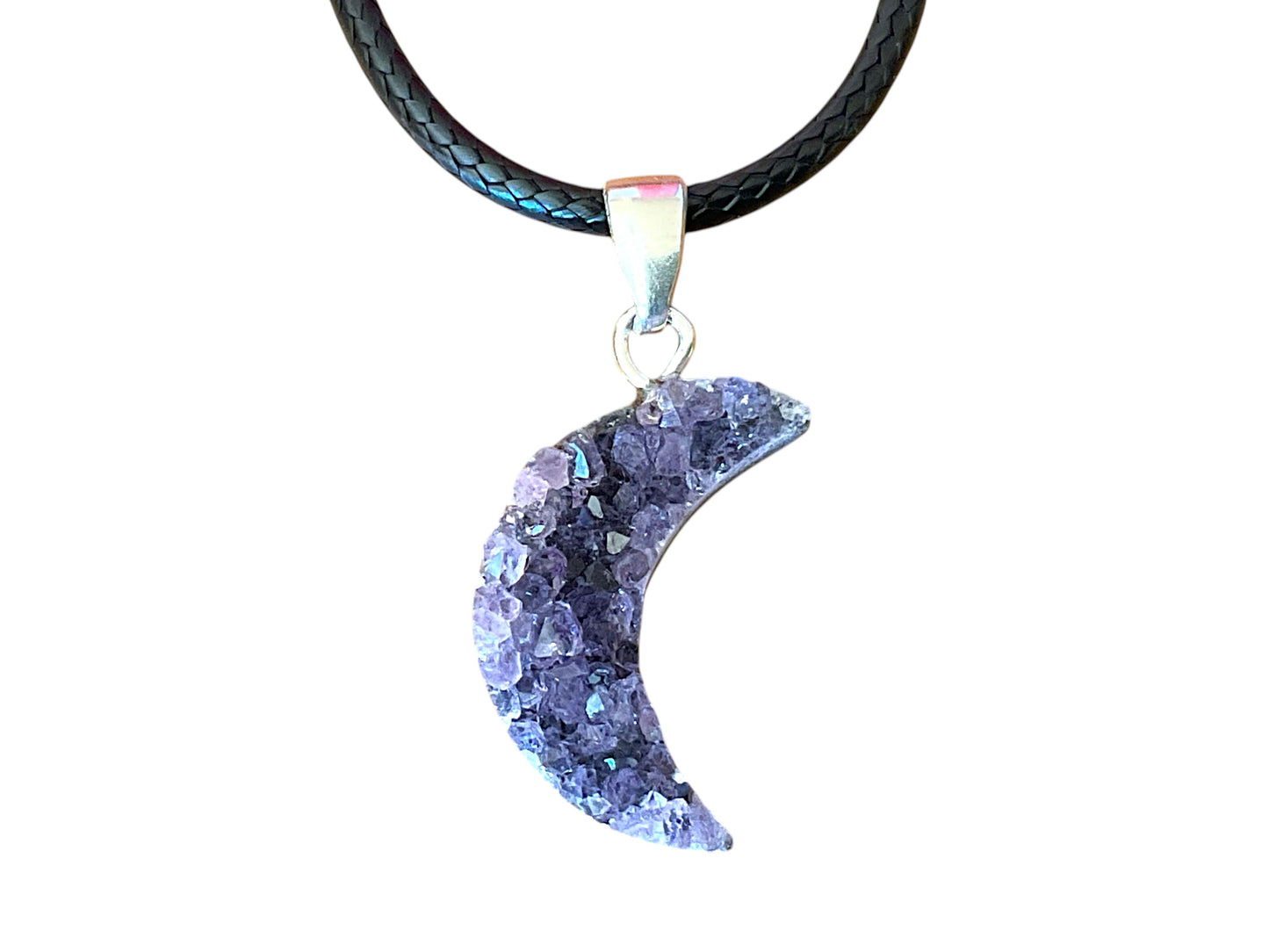 Amethyst Halbmond (Luna) Anhänger AAA-Qualität aus Brasilien - 20 × 15 mm - 925 Silber - echter Naturstein - Geschenkbox mit Edelsteinkarte