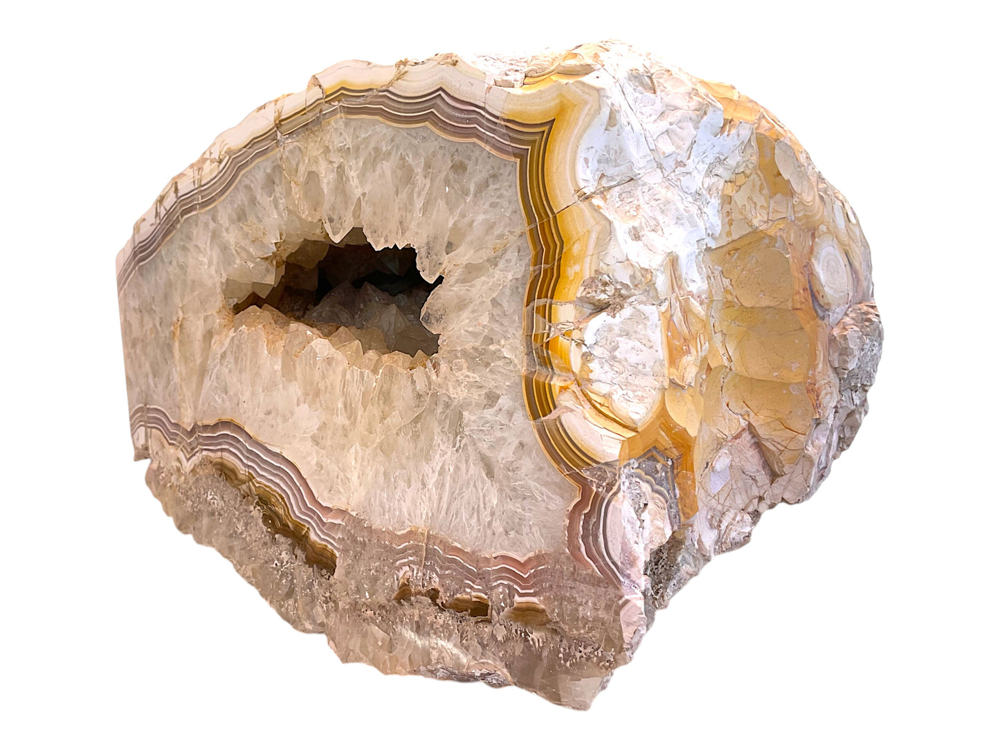 Achat Druse aus Idar-Oberstein – 3,65 kg – Polierte Vorderseite – ca. 18 × 16 × 11 cm – Edelstein Unikat (Masterpiece) Nr. S3039 – Sammlerstück