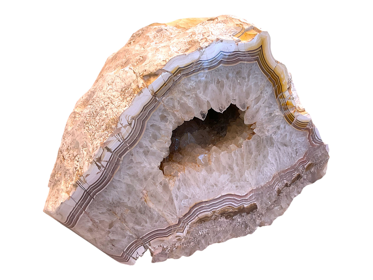 Achat Druse aus Idar-Oberstein – 3,65 kg – Polierte Vorderseite – ca. 18 × 16 × 11 cm – Edelstein Unikat (Masterpiece) Nr. S3039 – Sammlerstück