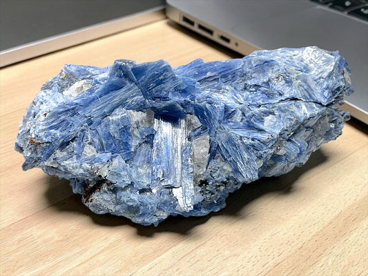 Kyanit Rohstein (Cyanit / Disthen) 907 g – 14 x 10 x 6 cm – Einzigartiges Sammlerstück aus Brasilien – Unikat-Masterpiece 1673 – Beeindruckender Blickfang