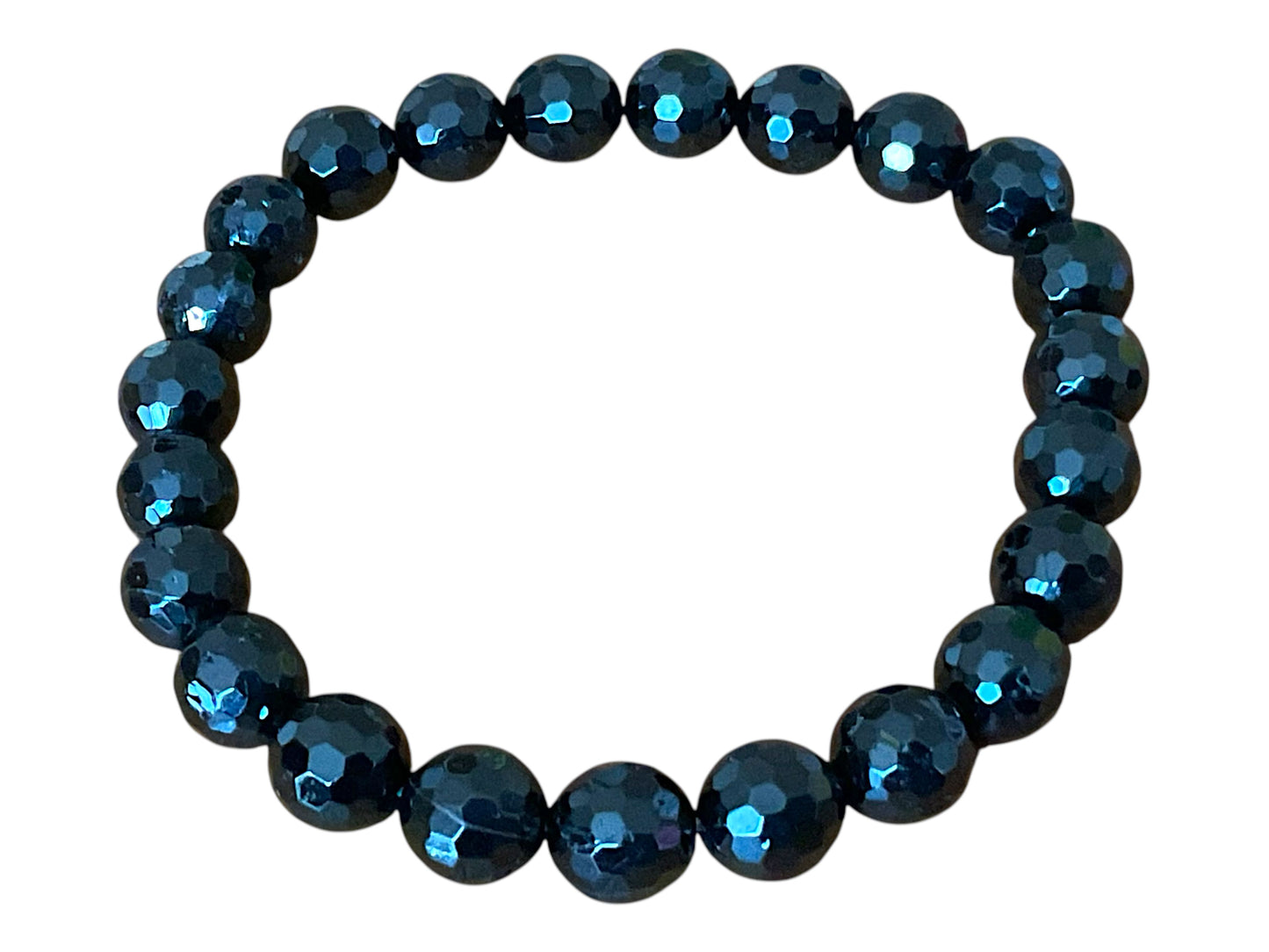 Turmalin (Schörl) Perlenarmband facettiert - 8 mm - 18 cm - handgefertigt - elastisch - AAA-Qualität aus Brasilien - Geschenkverpackung mit Edelsteinkarte