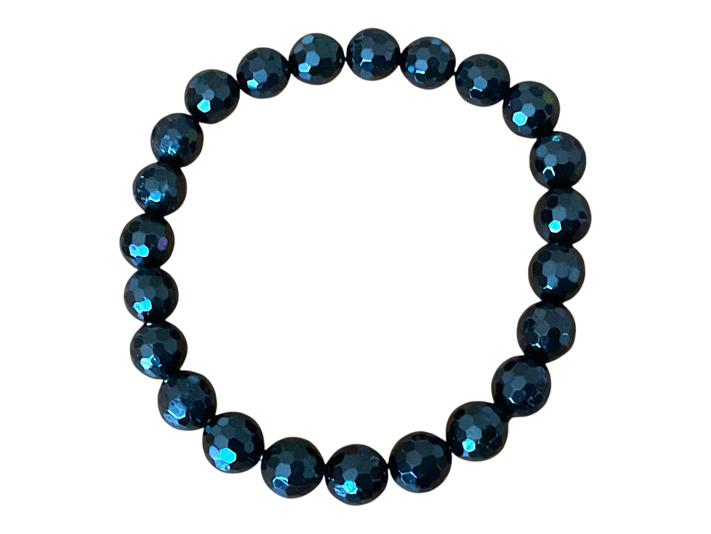 Turmalin (Schörl) Perlenarmband facettiert - 8 mm - 18 cm - handgefertigt - elastisch - AAA-Qualität aus Brasilien - Geschenkverpackung mit Edelsteinkarte