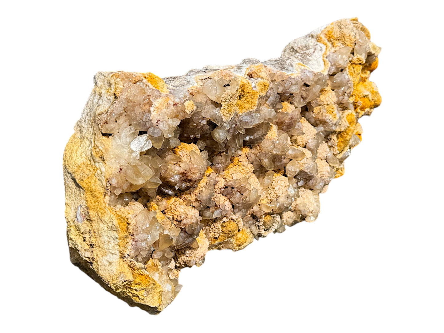 XXL Quarz auf Dolomit mit natürlichen Limonit-/Goethitverfärbungen – Madan, Bulgarien – 14,55 kg – 48 × 20 × 11 cm – Sammlerstück – Unikat-Masterpiece Nr. 1710